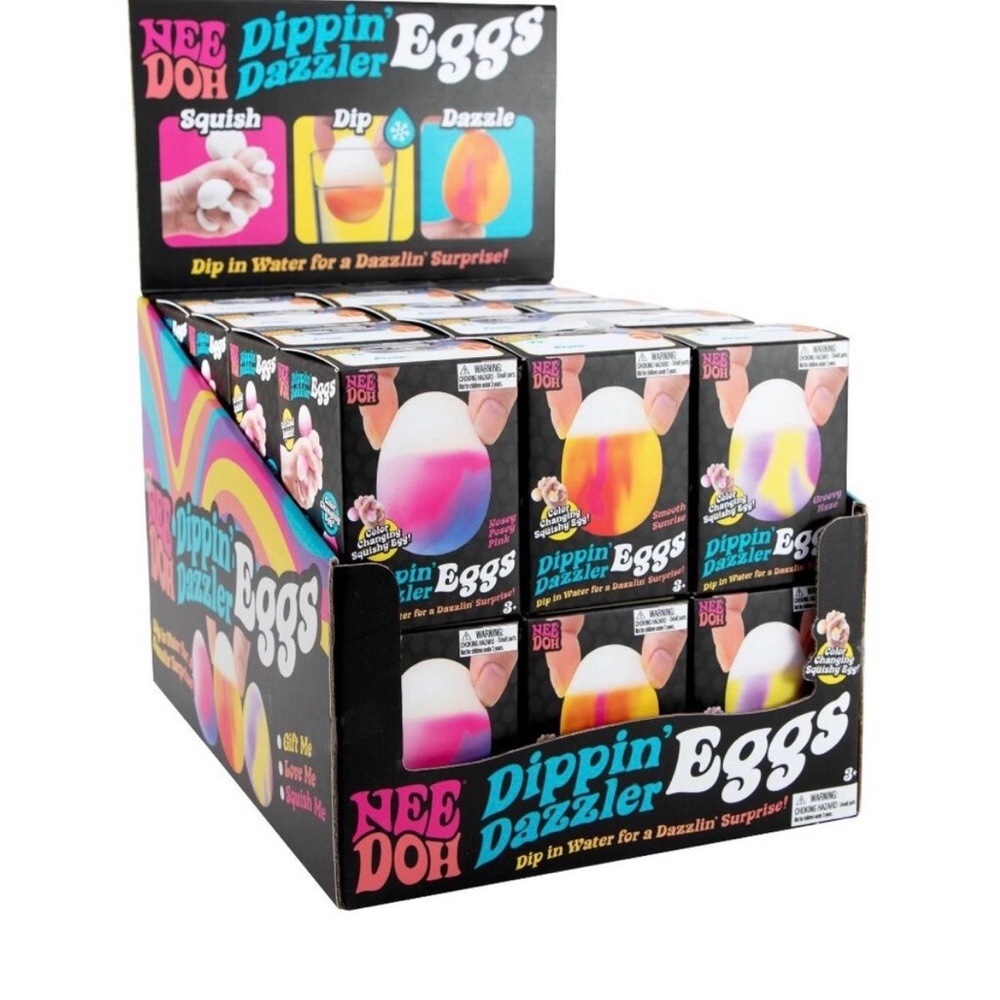 Nee Doh Dippin' Dazzler Eggs - Multicolor Dip Dye Toy Nosey Posey Pink